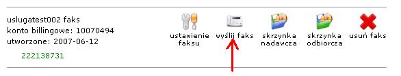 Opcja Wyślij fax w panelu